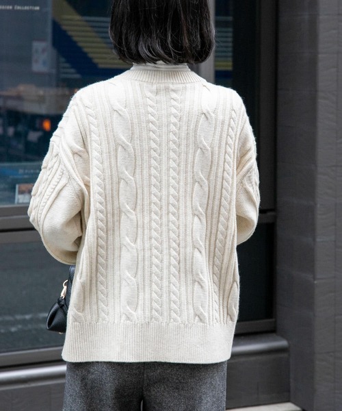 FORK&SPOON（フォークアンドスプーン）の「FORK&SPOON　アラン柄ニットカーディガン（カーディガン/ボレロ・レディース・レッド/チャコールグレー/グレー/アイボリー・1）」の8枚目の写真