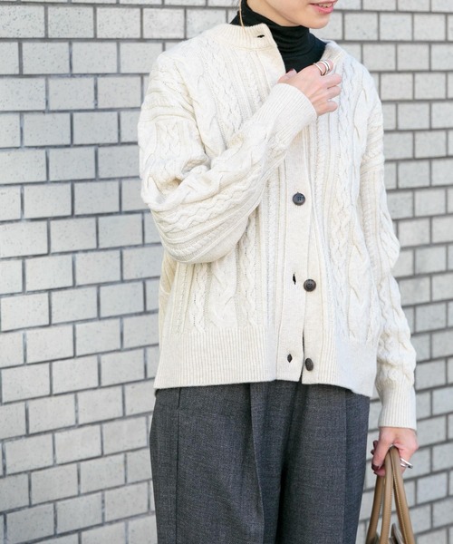 FORK&SPOON（フォークアンドスプーン）の「FORK&SPOON　アラン柄ニットカーディガン（カーディガン/ボレロ・レディース・レッド/チャコールグレー/グレー/アイボリー・1）」の14枚目の写真