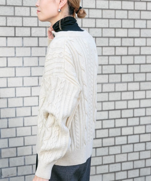 FORK&SPOON（フォークアンドスプーン）の「FORK&SPOON　アラン柄ニットカーディガン（カーディガン/ボレロ・レディース・レッド/チャコールグレー/グレー/アイボリー・1）」の15枚目の写真