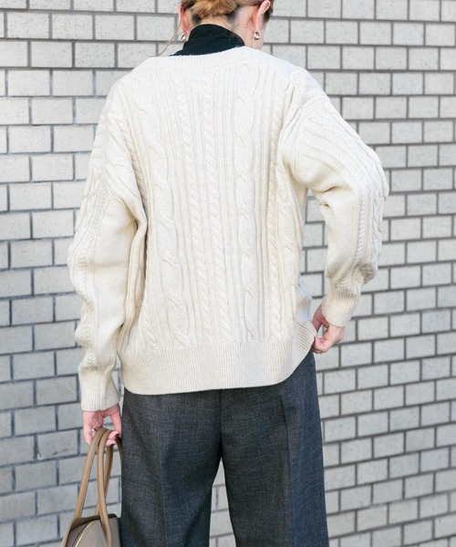 FORK&SPOON（フォークアンドスプーン）の「FORK&SPOON　アラン柄ニットカーディガン（カーディガン/ボレロ・レディース・レッド/チャコールグレー/グレー/アイボリー・1）」の16枚目の写真