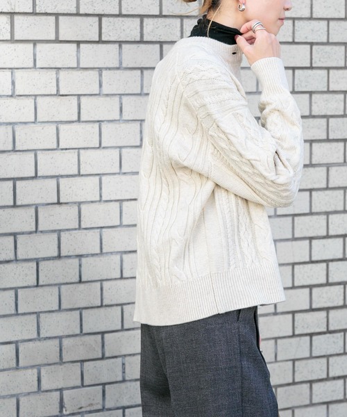 FORK&SPOON（フォークアンドスプーン）の「FORK&SPOON　アラン柄ニットカーディガン（カーディガン/ボレロ・レディース・レッド/チャコールグレー/グレー/アイボリー・1）」の17枚目の写真