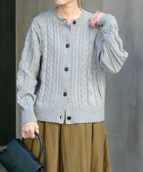 FORK&SPOON（フォークアンドスプーン）の「FORK&SPOON　アラン柄ニットカーディガン（カーディガン/ボレロ・レディース・レッド/チャコールグレー/グレー/アイボリー・1）」の19枚目の写真