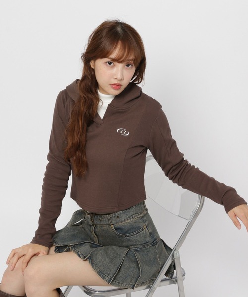 3.3 Field Trip (3.3フィールドトリップ)の「3.3 Field Trip/キリカエメタルフーディー(Tシャツ/カットソー・レディース・ブラウン/チャコール/カーキ・FREE)」の2枚目の写真