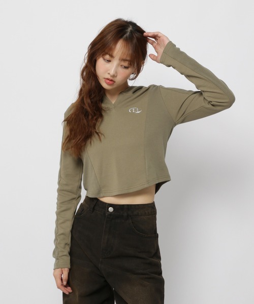 3.3 Field Trip (3.3フィールドトリップ)の「3.3 Field Trip/キリカエメタルフーディー(Tシャツ/カットソー・レディース・ブラウン/チャコール/カーキ・FREE)」の3枚目の写真