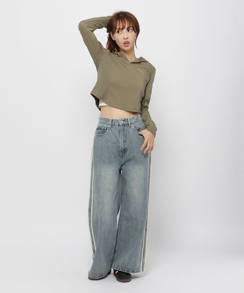 3.3 Field Trip (3.3フィールドトリップ)の「3.3 Field Trip/キリカエメタルフーディー(Tシャツ/カットソー・レディース・ブラウン/チャコール/カーキ・FREE)」の13枚目の写真