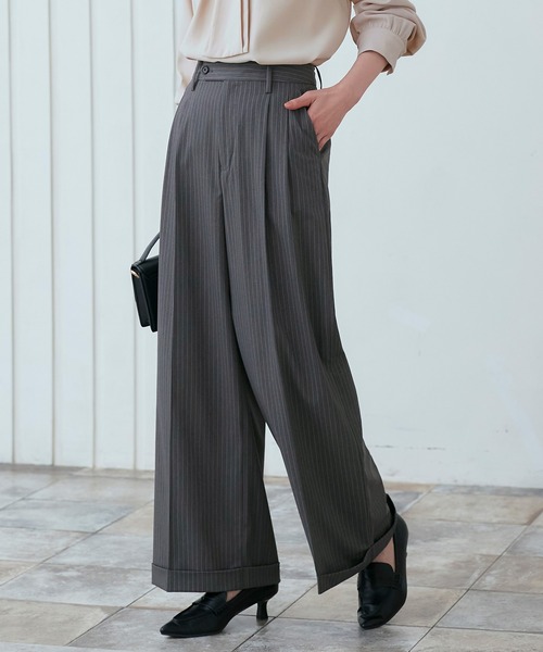 【セール】ワイドストレートスラックス美脚パンツ（スラックス）｜RUIRUE BOUTIQUE（ルイルエブティック）