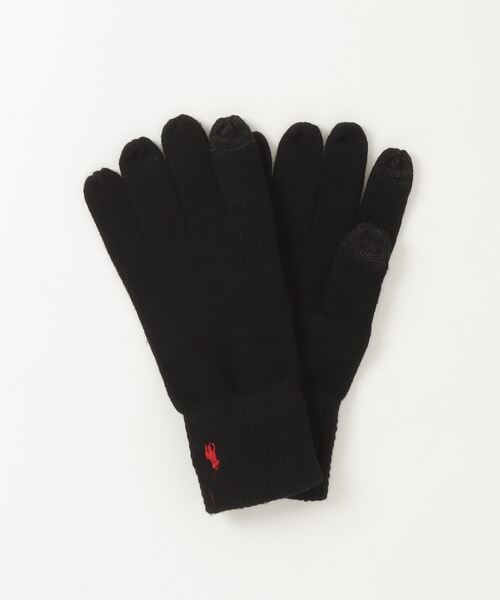 POLO RALPH LAUREN（ポロ ラルフ ローレン）の「シグネチャー ポニー ニット タッチ グローブ（手袋・メンズ・ブラック系1・ONE）」の2枚目の写真