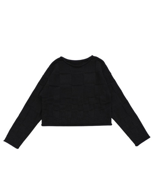 select MOCA(セレクトモカ)の「ブロックチェック編みニット(ニット/セーター・レディース・アイボリー/ブラック/チャコールグレー・FREE)」の6枚目の写真