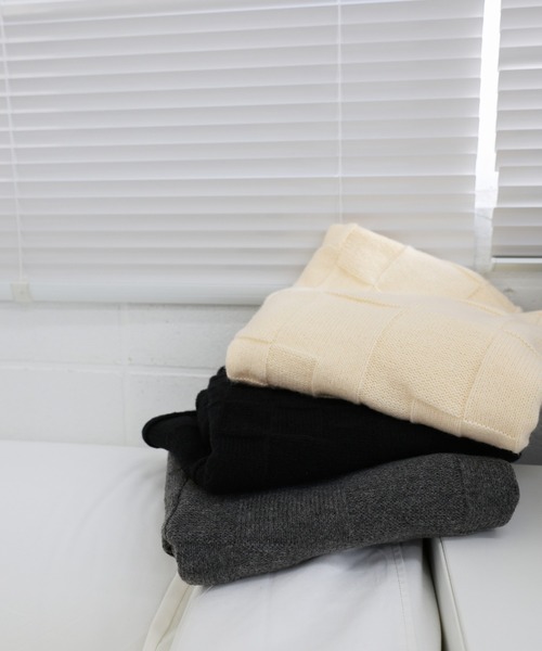 select MOCA(セレクトモカ)の「ブロックチェック編みニット(ニット/セーター・レディース・アイボリー/ブラック/チャコールグレー・FREE)」の18枚目の写真