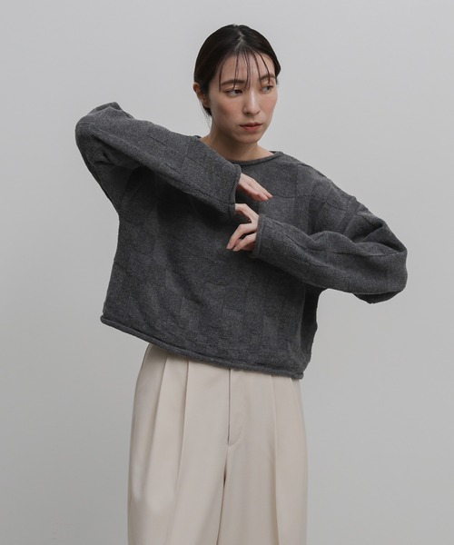 select MOCA(セレクトモカ)の「ブロックチェック編みニット(ニット/セーター・レディース・アイボリー/ブラック/チャコールグレー・FREE)」の22枚目の写真