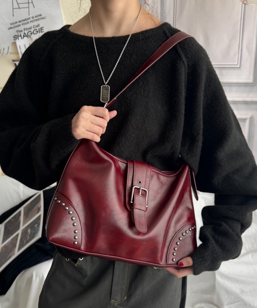 レビュー評価☆4.8】スタッズ付き2WAYバッグ（ショルダーバッグ