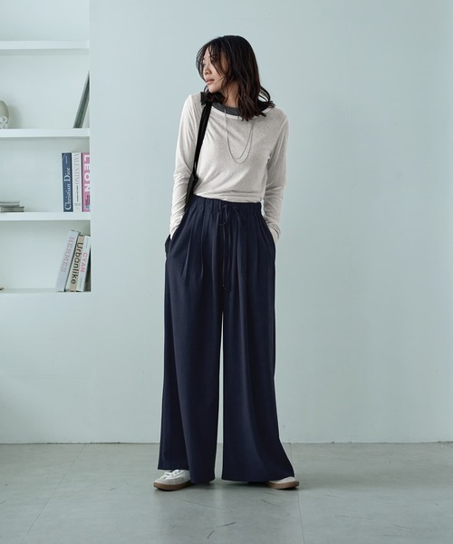 STYLE DELI(スタイルデリ)の「キレイめ3タックリラックスパンツ(その他パンツ・レディース・ネイビー/ブラウン系その他・SMALL/MEDIUM)」の9枚目の写真