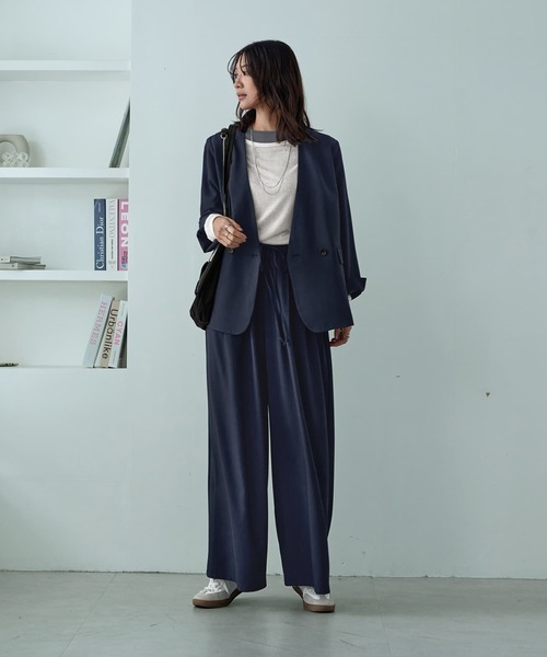 STYLE DELI(スタイルデリ)の「キレイめ3タックリラックスパンツ(その他パンツ・レディース・ネイビー/ブラウン系その他・SMALL/MEDIUM)」の4枚目の写真