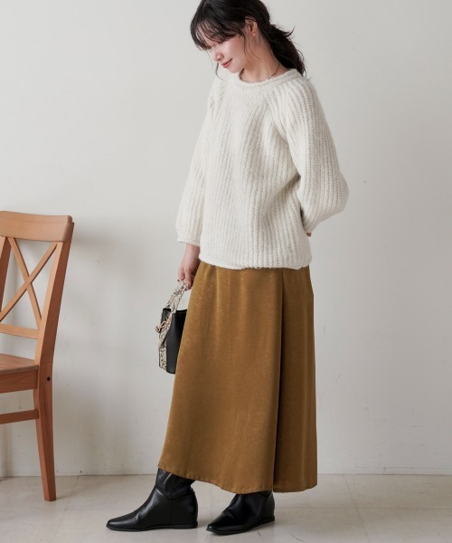 Bou Jeloud（ブージュルード）の「シャギー畦編みニット（ニット/セーター・レディース・ブラウン/アイボリー/グレー・FREE）」の8枚目の写真