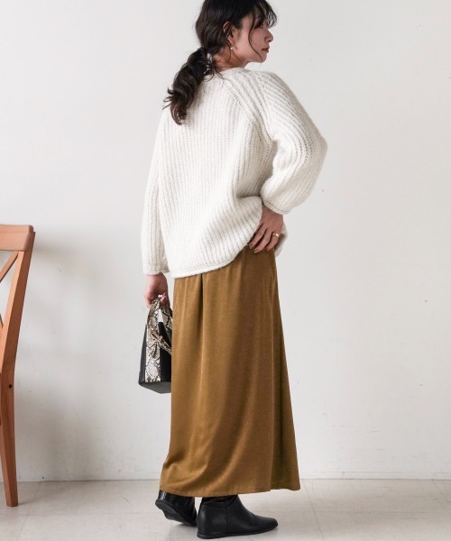Bou Jeloud（ブージュルード）の「シャギー畦編みニット（ニット/セーター・レディース・ブラウン/アイボリー/グレー・FREE）」の10枚目の写真