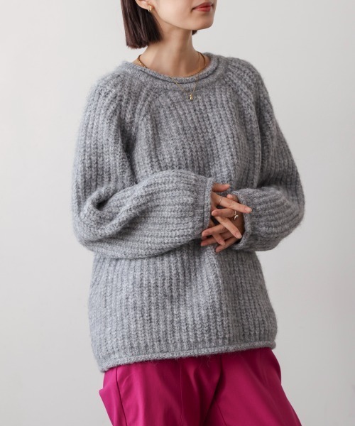 Bou Jeloud（ブージュルード）の「シャギー畦編みニット（ニット/セーター・レディース・ブラウン/アイボリー/グレー・FREE）」の15枚目の写真