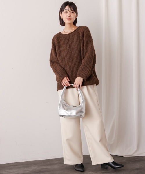 Bou Jeloud（ブージュルード）の「シャギー畦編みニット（ニット/セーター・レディース・ブラウン/アイボリー/グレー・FREE）」の20枚目の写真