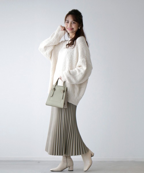 Ehre style(エーレスタイル)の「ハードに見えない!大人のレザープリーツスカート(スカート・レディース・ブラック/ダークブラウン/ベージュ・FREE)」の9枚目の写真