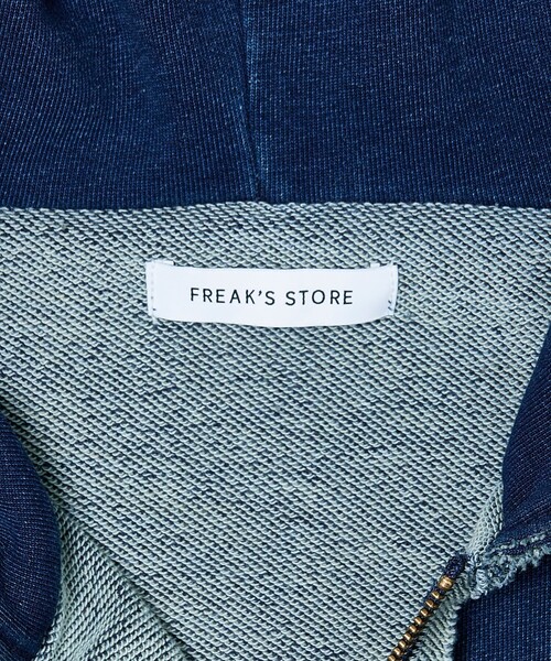 FREAK'S STORE(フリークスストア)の「ヴィンテージブリーチ デニムライク フルジップスウェットパーカー/ダメージ加工(パーカー・メンズ・ブラック/ネイビー・MEDIUM/LARGE)」の5枚目の写真