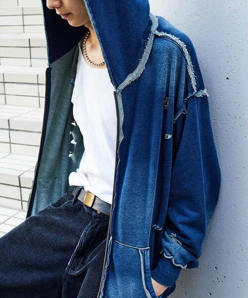 セール】ヴィンテージブリーチ デニムライク フルジップ