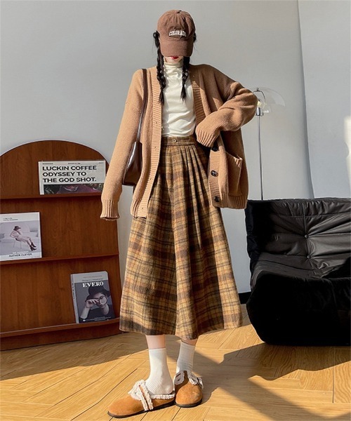 セール】表起毛 チェック柄 フレアスカート（スカート）｜Ritzy