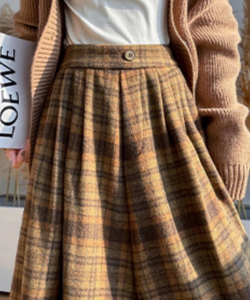 セール】表起毛 チェック柄 フレアスカート（スカート）｜Ritzy