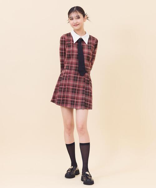 REDYAZEL(レディアゼル)の「【セットアップ可能】チェックプリーツスカショーパン(その他パンツ・レディース・ブルー/ネイビー/オレンジ・MEDIUM/SMALL)」の7枚目の写真