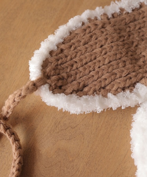 フラワーモチーフ付き ニットイヤーマフラー 耳当て（イヤーマフ