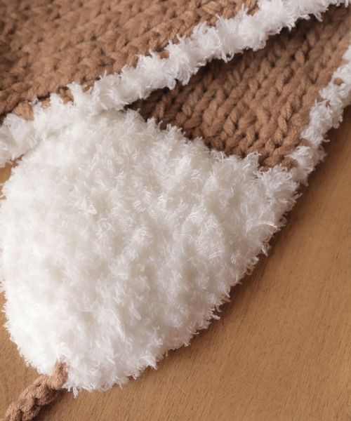 フラワーモチーフ付き ニットイヤーマフラー 耳当て（イヤーマフ