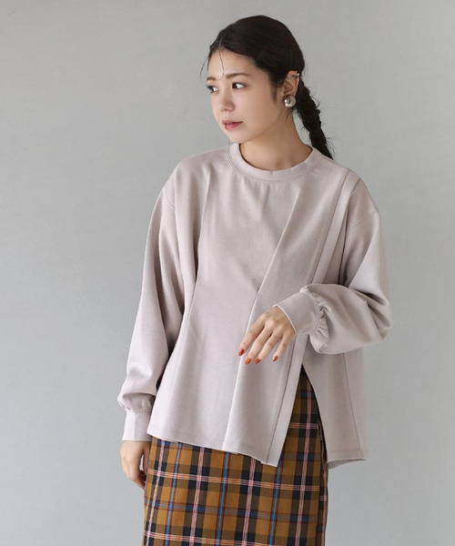 e-zakkamania stores(イーザッカマニアストアーズ)の「ダンボールカットソー スリットプルオーバー(Tシャツ/カットソー・レディース・アイボリー/グレイッシュベージュ/チャコール・フリー)」の12枚目の写真