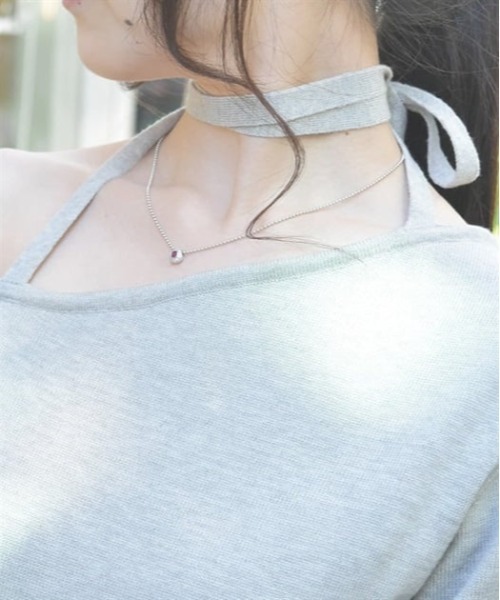 axes femme(アクシーズファム)の「チョーカー風ストラップニット(ニット/セーター・レディース・グレー/ブラック/ダークブラウン・FREE)」の7枚目の写真