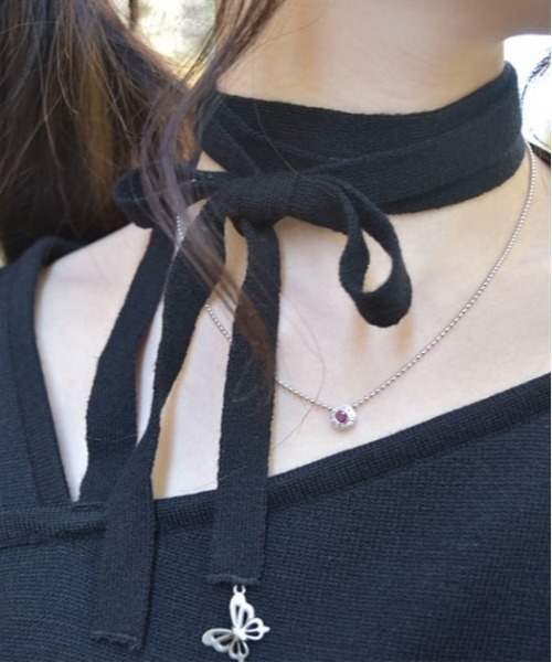 axes femme(アクシーズファム)の「チョーカー風ストラップニット(ニット/セーター・レディース・グレー/ブラック/ダークブラウン・FREE)」の10枚目の写真