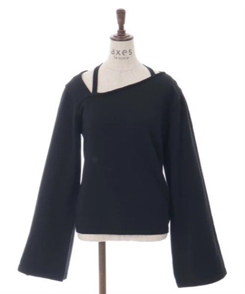 axes femme(アクシーズファム)の「チョーカー風ストラップニット(ニット/セーター・レディース・グレー/ブラック/ダークブラウン・FREE)」の11枚目の写真