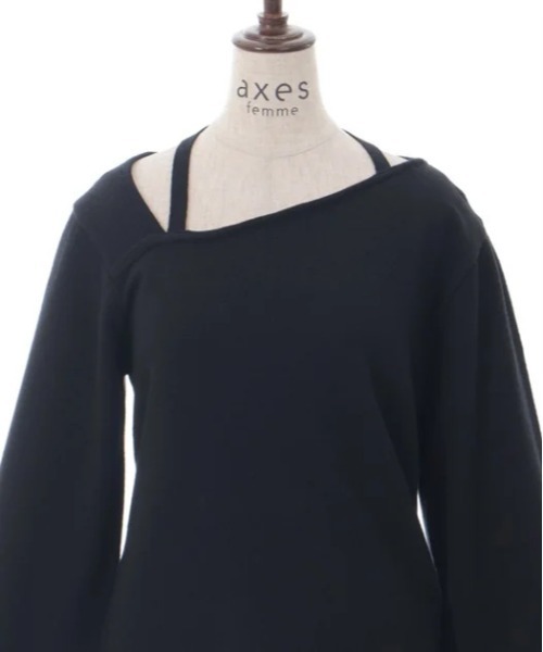 axes femme(アクシーズファム)の「チョーカー風ストラップニット(ニット/セーター・レディース・グレー/ブラック/ダークブラウン・FREE)」の14枚目の写真