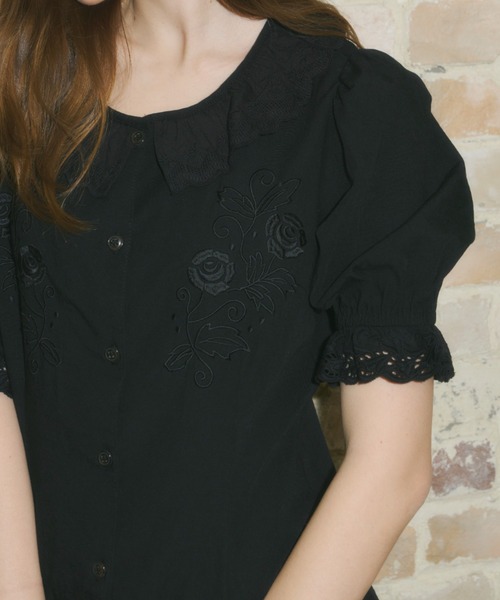 GIUNON（ジウノン）の「embroidery frill puff blouse / エンブロイダリーフリルパフブラウス（シャツ/ブラウス・レディース・ブラック/ホワイト・FREE）」の20枚目の写真