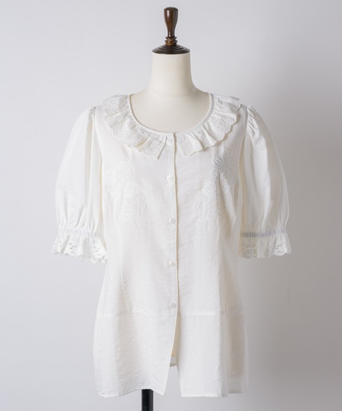 GIUNON(ジウノン)の「embroidery frill puff blouse / エンブロイダリーフリルパフブラウス(シャツ/ブラウス・レディース・ブラック/ホワイト・FREE)」の20枚目の写真