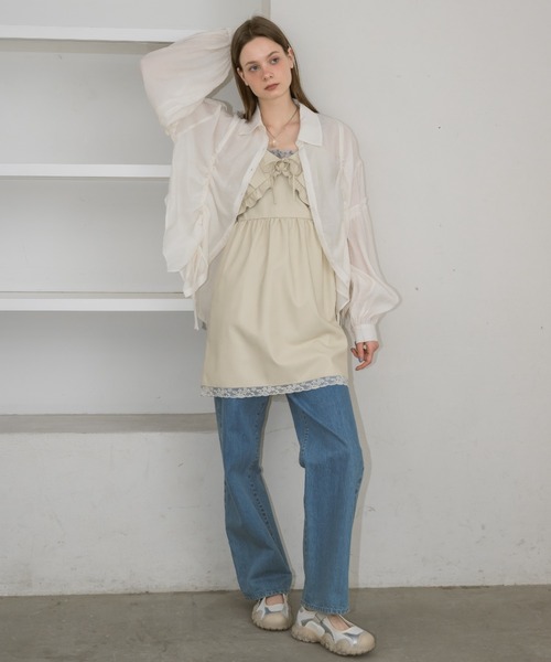 idem(イデム)の「drawstring over shirt/ドロストデザインシャツ(シャツ/ブラウス・レディース・オフホワイト/ピンク・FREE)」の5枚目の写真