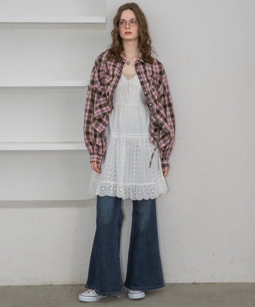 idem(イデム)の「drawstring over shirt/ドロストデザインシャツ(シャツ/ブラウス・レディース・オフホワイト/ピンク・FREE)」の7枚目の写真