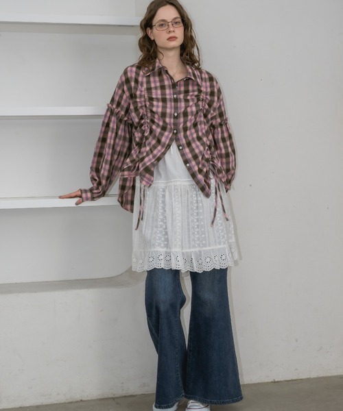 idem(イデム)の「drawstring over shirt/ドロストデザインシャツ(シャツ/ブラウス・レディース・オフホワイト/ピンク・FREE)」の10枚目の写真