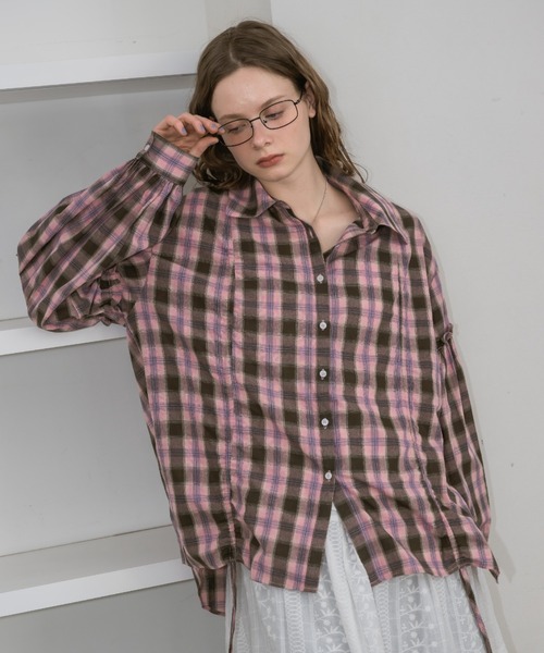 idem(イデム)の「drawstring over shirt/ドロストデザインシャツ(シャツ/ブラウス・レディース・オフホワイト/ピンク・FREE)」の12枚目の写真