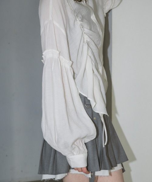 idem(イデム)の「drawstring over shirt/ドロストデザインシャツ(シャツ/ブラウス・レディース・オフホワイト/ピンク・FREE)」の22枚目の写真