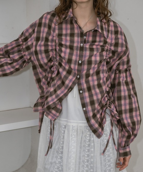 idem(イデム)の「drawstring over shirt/ドロストデザインシャツ(シャツ/ブラウス・レディース・オフホワイト/ピンク・FREE)」の14枚目の写真