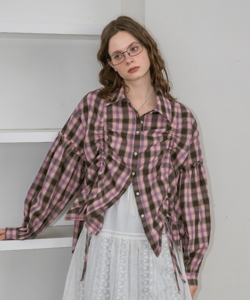 idem(イデム)の「drawstring over shirt/ドロストデザインシャツ(シャツ/ブラウス・レディース・オフホワイト/ピンク・FREE)」の15枚目の写真