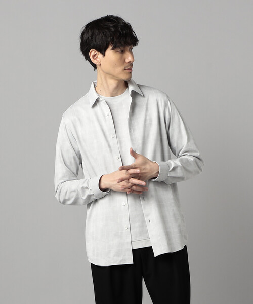 COMME CA MEN（コムサメン）の「和歌山編みイル・プリンチペ ジャージー　レギュラーカラーシャツ（シャツ/ブラウス・メンズ・ブラック/ライトグレー・S/M/L）」の6枚目の写真