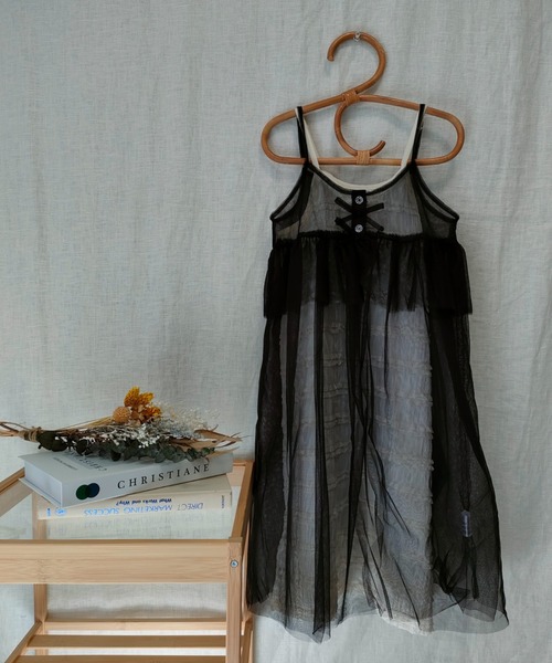 TARKER（ターカー）の「フリルジャガードキャミワンピース（ワンピース・キッズ・ブラック/オフホワイト・90/100/110/120/130/140/150）」の11枚目の写真