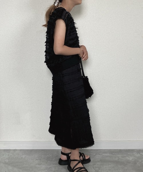 TARKER（ターカー）の「フリルジャガードキャミワンピース（ワンピース・キッズ・ブラック/オフホワイト・90/100/110/120/130/140/150）」の17枚目の写真