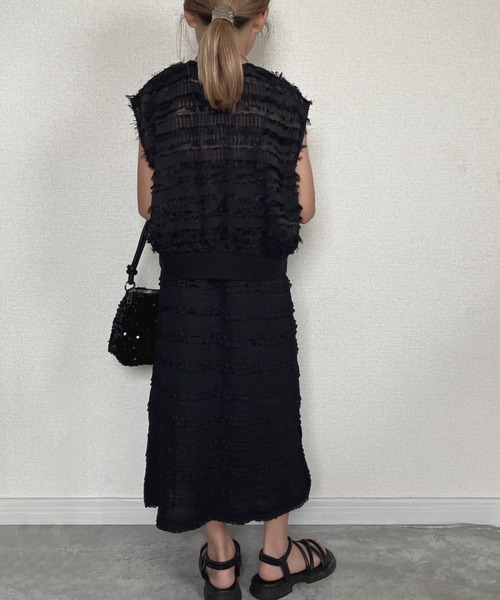 TARKER（ターカー）の「フリルジャガードキャミワンピース（ワンピース・キッズ・ブラック/オフホワイト・90/100/110/120/130/140/150）」の18枚目の写真