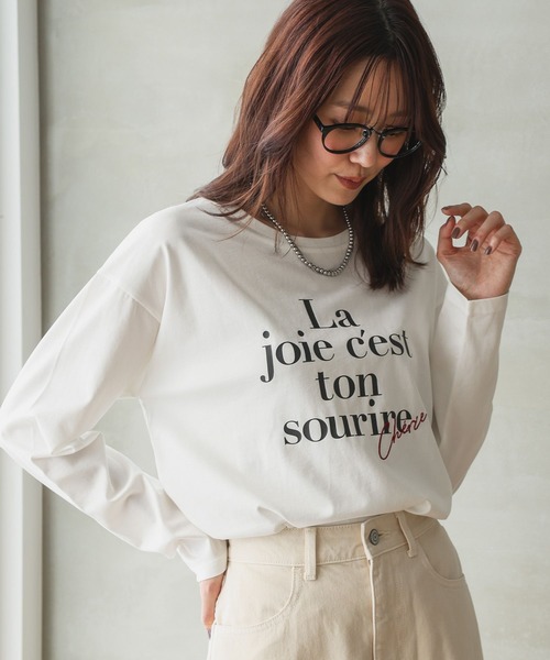 GLOBAL WORK(グローバルワーク)の「リッチクリーンプリントロンT/286046(Tシャツ/カットソー・レディース・スミクロ/グレイッシュベージュ/ホワイト系その他7/ホワイト系その他6/ホワイト系その他5・MEDIUM/SMALL/LARGE)」の10枚目の写真