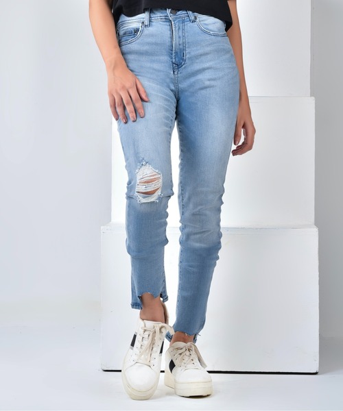 セール】London Denim(MAY FAIR)High waist crash Skinny / ハイ