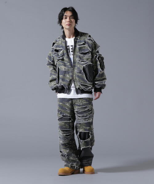 DANKE SCHON（ダンケシェーン）の「DankeSchon/ダンケシェーン/LAYER RIPSTOP CAMO&DENIM MA-1（MA-1・レディース・オリーブ系/グレー・L/M）」の17枚目の写真